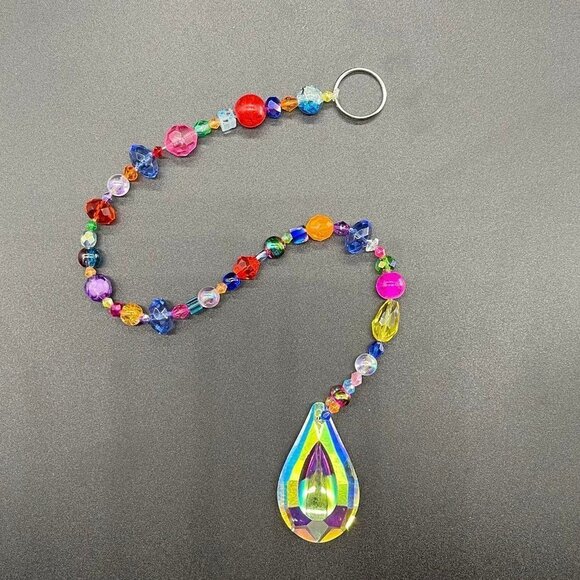 Beaded Suncatcher -  Multicolored - Clear Crystal Prism - Hanging Decor - Picture 2 of 14